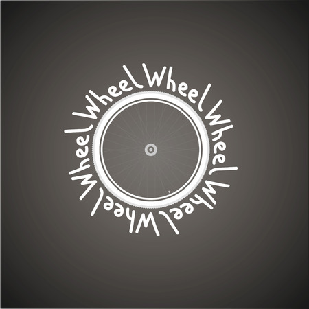 Bicycle Wheel logo. On a dark background with the words.のイラスト素材