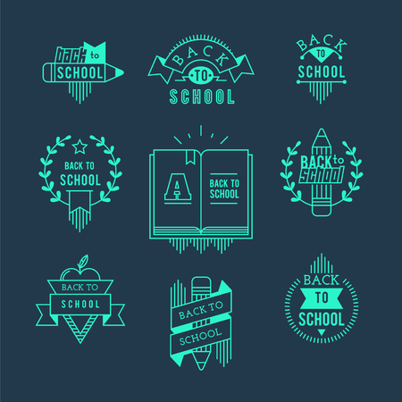 Set hipster back to school. Signs with the text on a dark background.のイラスト素材