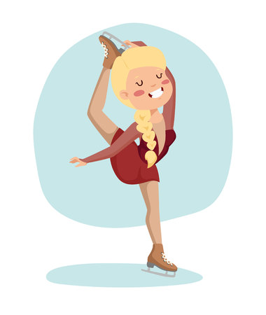 Girl on skates. Figure skating girl training on the ice.のイラスト素材