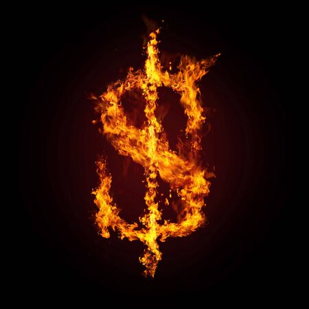 Financial crisis. Dollar in fireの写真素材