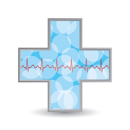 Blue diagnostics button.Medical cross のイラスト素材