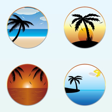 Round shape summer bannersのイラスト素材