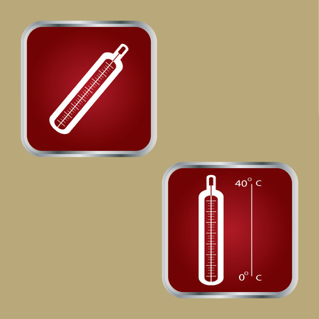 Thermometer icons on red square buttons.vectorのイラスト素材