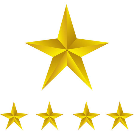 Shiny Gold Stars. Form of first. Illustration for design on white background.vectorのイラスト素材