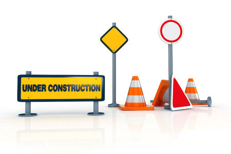 3d road signs and warningsの写真素材