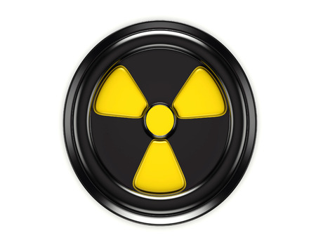 3d biohazard sign on black can cover isolated on whiteの写真素材