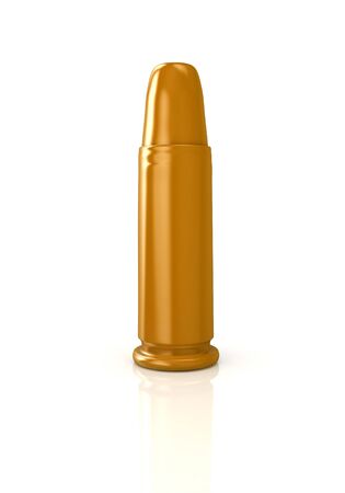 3d shiny and glossy bullet isolated on white backgroundの写真素材