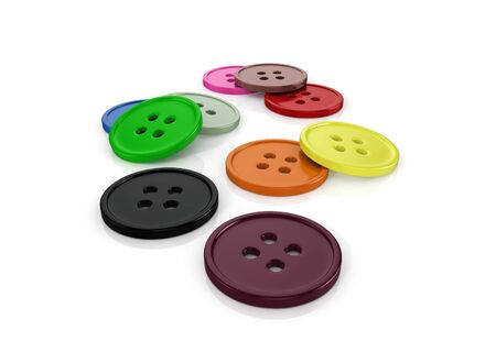 3d glossy and shinny buttons on white background renderの写真素材