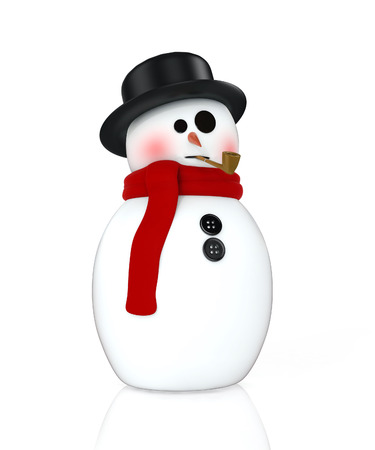 3d snowman render on white backgroundの写真素材