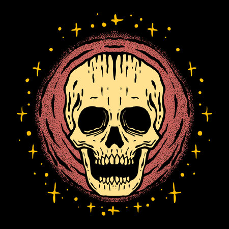 Skull art Illustration hand drawn colorful vector for tshirt, sticker, poster etcのイラスト素材