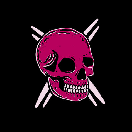 Skull art illustration hand drawn colorful vector for tshirt, sticker, poster etcのイラスト素材