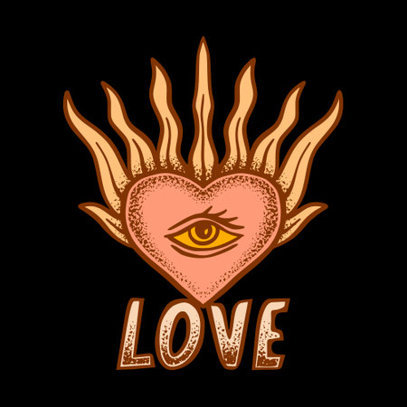 Love art illustration hand drawn colorful vector for tshirt, sticker, poster, logo etcのイラスト素材