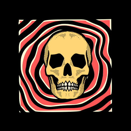 Skull art illustration hand drawn colorful vector for tshirt, sticker, poster etcのイラスト素材