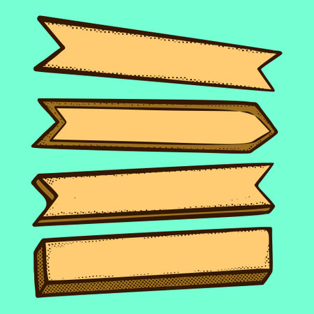 Collection set wooden sign Illustration hand drawn sketch doodle for element designのイラスト素材