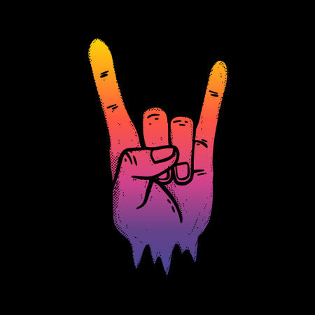 Hand fingers symbol art Illustration hand drawn gradient colorful vector for sticker, poster etcのイラスト素材