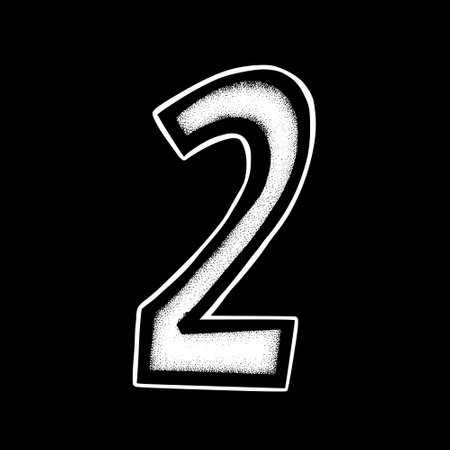 Number two art Illustration hand drawn black and white vector for icon, sticker, logo etcのイラスト素材
