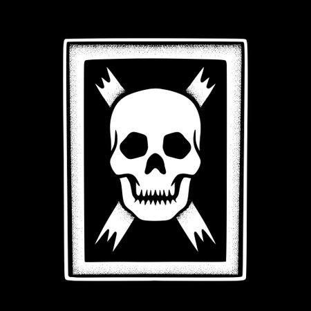 Skull art Illustration hand drawn style black and white vector for tattoo, sticker, etcのイラスト素材