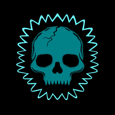 Green skull art Illustration hand drawn style premium vector for tattoo, sticker, etcのイラスト素材
