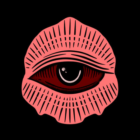Red eye art Illustration hand drawn style premium vector for tattoo, sticker, etcのイラスト素材