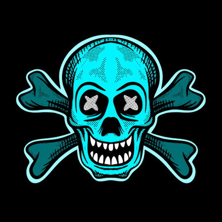skull art Illustration hand drawn style premium vector for tattoo, sticker, etcのイラスト素材
