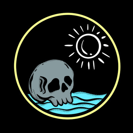 skull emblem art Illustration hand drawn style premium vector for tattoo, sticker, etcのイラスト素材