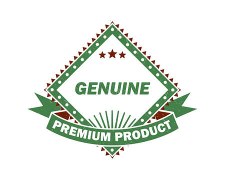 Vintage label banner with ribbon with aging effect and scratches. Vector illustration of the brand, quality.のイラスト素材