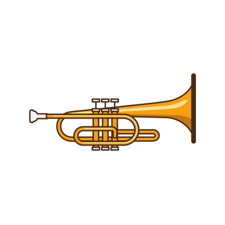 Trumpet is a musical instrument. Color vector illustration of flat line style.のイラスト素材