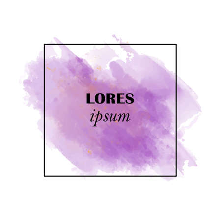Abstract purple watercolor background with frame. Template for banners, invitation cards, and posters. Color vector illustration.のイラスト素材