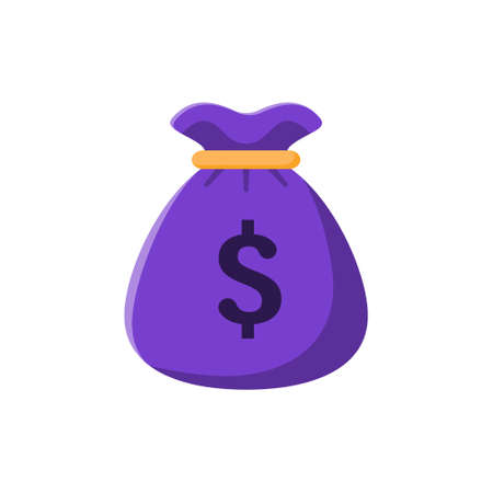 Bag of money with a dollar sign. Color vector illustration of a flat style. White isolated background.のイラスト素材