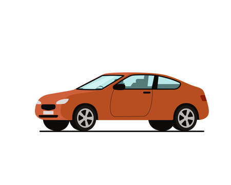 The coupe car orange. Color vector illustration, flat style. White isolated background.のイラスト素材