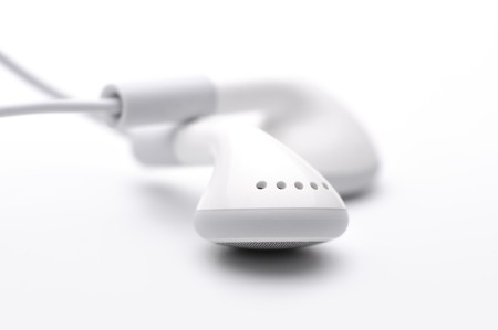 White headphones on a white backgroundの写真素材