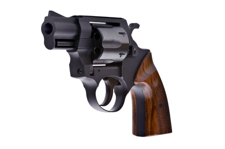 Black revolver isolated on a white background