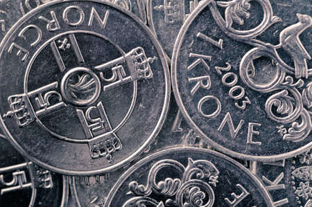 Norwegian krone, close-up shot, money backgroundの写真素材