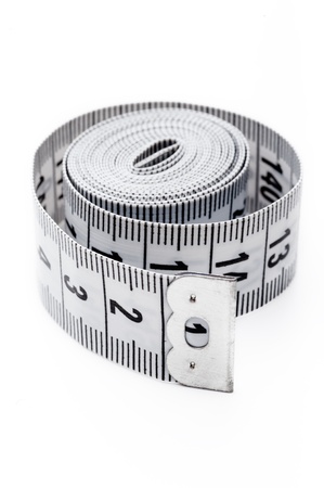 White tailor meter, isolated on white backgroundの写真素材