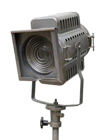 Isolated objects: old theatre or cinema spotlight, isolated on white backgroundの写真素材