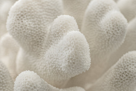 Decorative white coral texture, close-up shot, selective focus, abstract natural sea life backgroundの写真素材