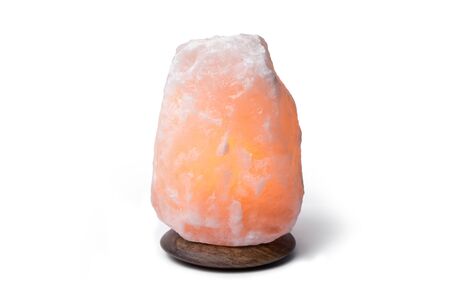 Photo of Himalayan salt lamp on white background.の写真素材