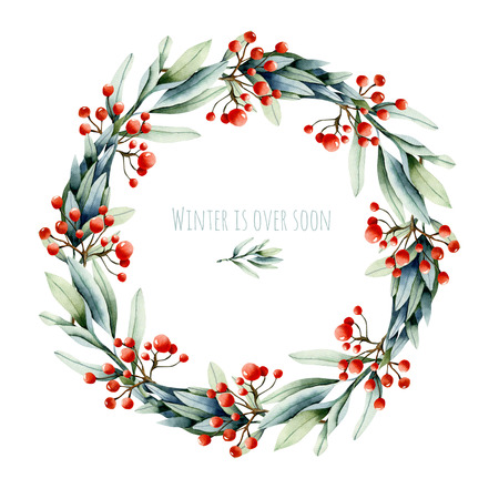 Wreath with watercolorの写真素材