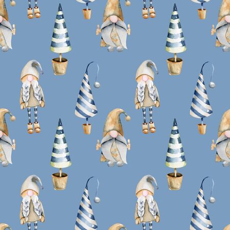 Watercolor elfs seamless patternの写真素材