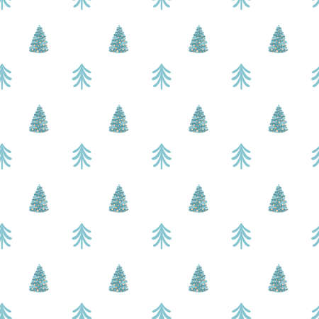 Seamless pattern with simple Christmas trees, hand drawn on a white background