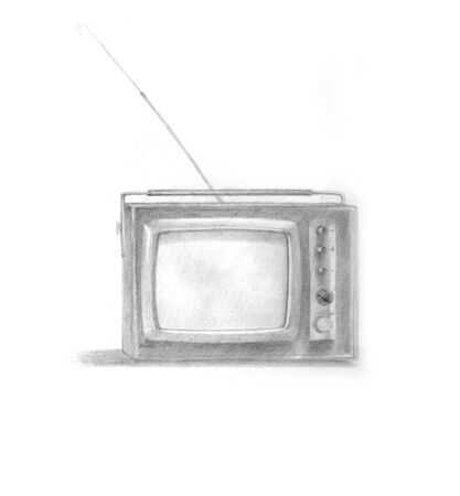 Pencil hand drawing of a retro tvの写真素材