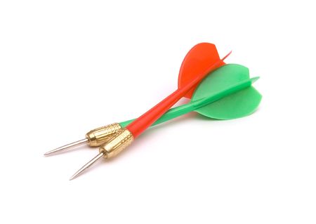 The image of two darts isolated on white backgroundの写真素材