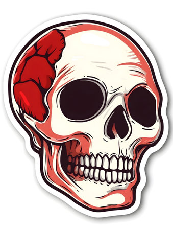 Skull with a red bandage on his head. Vector illustration.の素材
