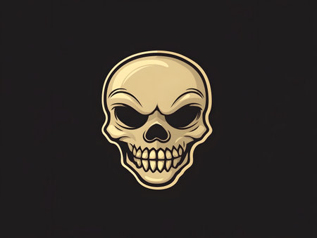 Skull logo on black background. Vector illustration. Eps 10.の素材