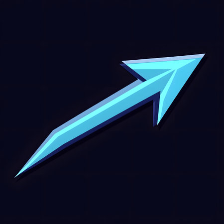 blue arrow on a dark background, 3d rendering. Computer digital drawing.の素材