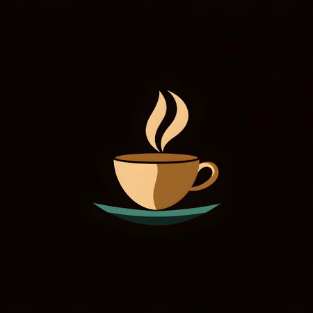 Coffee cup icon isolated on black background. Vector illustration.の素材