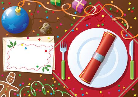 Christmas dinner tableのイラスト素材