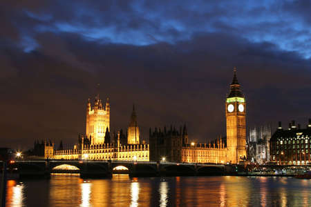 Dusk over the Thames. Houses of Parliament and Westminster Bridge. London.の写真素材