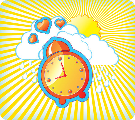 Vector illustration with orange alarm clockのイラスト素材