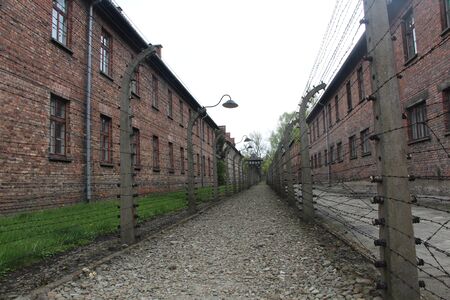 Barbed wire around a concentration camp. Prison Fence, maximum security colony. Auschwitz...